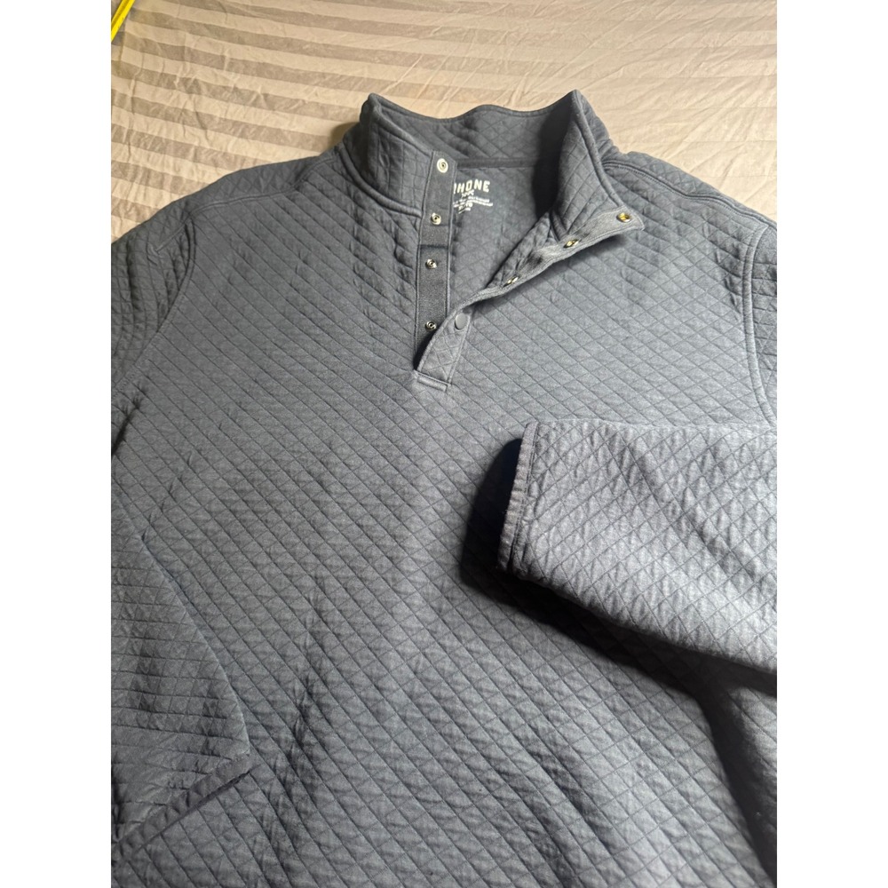 Rhone Men XL Quilted Snap Neck Pullover Sweatshirt Charcoal Gray Diamond Pattern